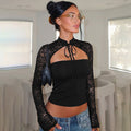 Womens Lace Patchwork Crop Top