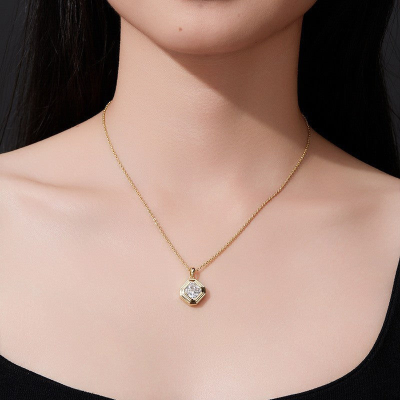 S925 Silver Moissanite Geometric Pendant Necklace