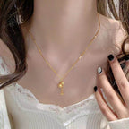 18K Gold Gourd Tassel Pendant Necklace