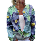Women's Chunky Knit 3D Print Cardigan