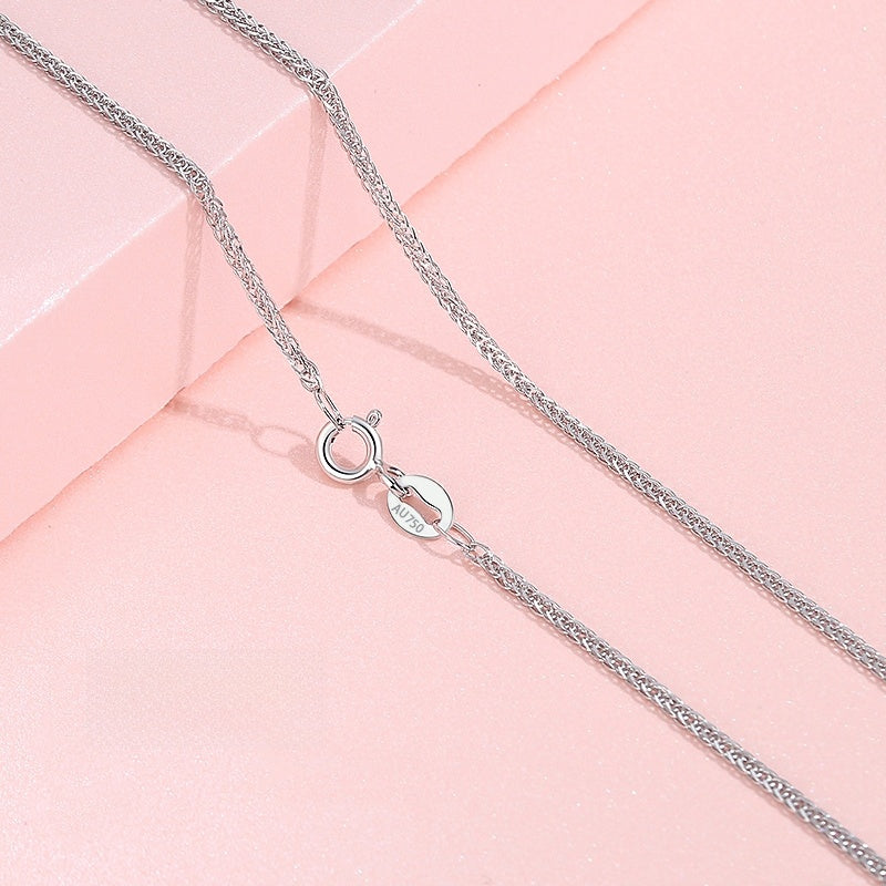 18K Gold Plain Chain Necklace for Women