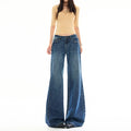 Casual Omni Vintage Cat Claw Cracked Bamboo Pattern Slightly Flared Jeans Relaxed Pants