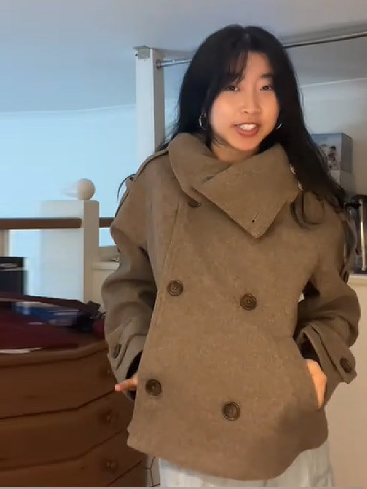 Womens Double Breasted Wool Coat