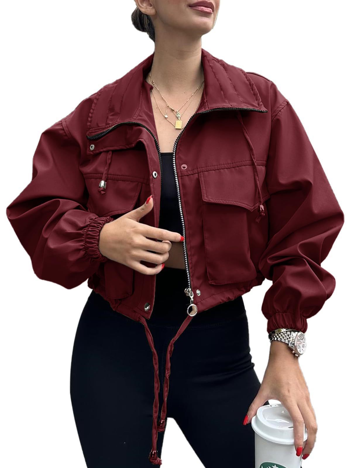 Zippered chain windbreaker jacket
