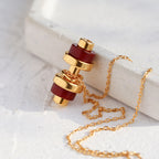 Adjustable Agate Malachite Dumbbell Necklace