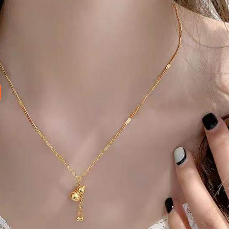 18K Gold Gourd Tassel Pendant Necklace
