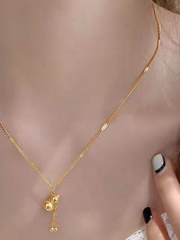 18K Gold Gourd Tassel Pendant Necklace
