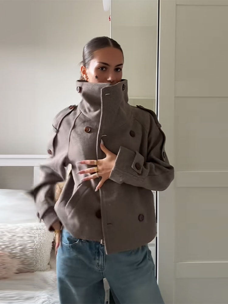 Womens Double Breasted Wool Coat