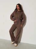 Women's Solid-Color Casual Zip-Up Sweatshirt