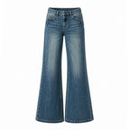 Casual Omni Vintage Cat Claw Cracked Bamboo Pattern Slightly Flared Jeans Relaxed Pants