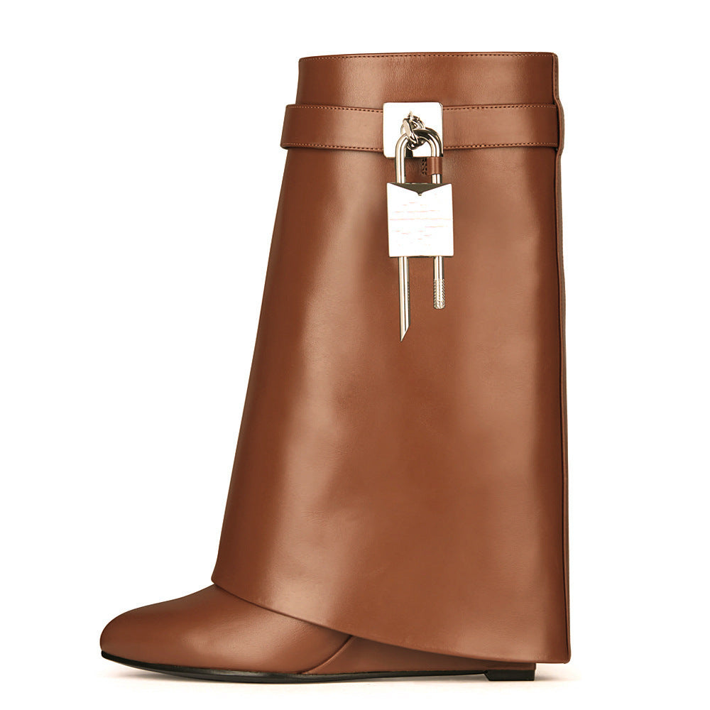 Round Toe High-Heel Short Boots