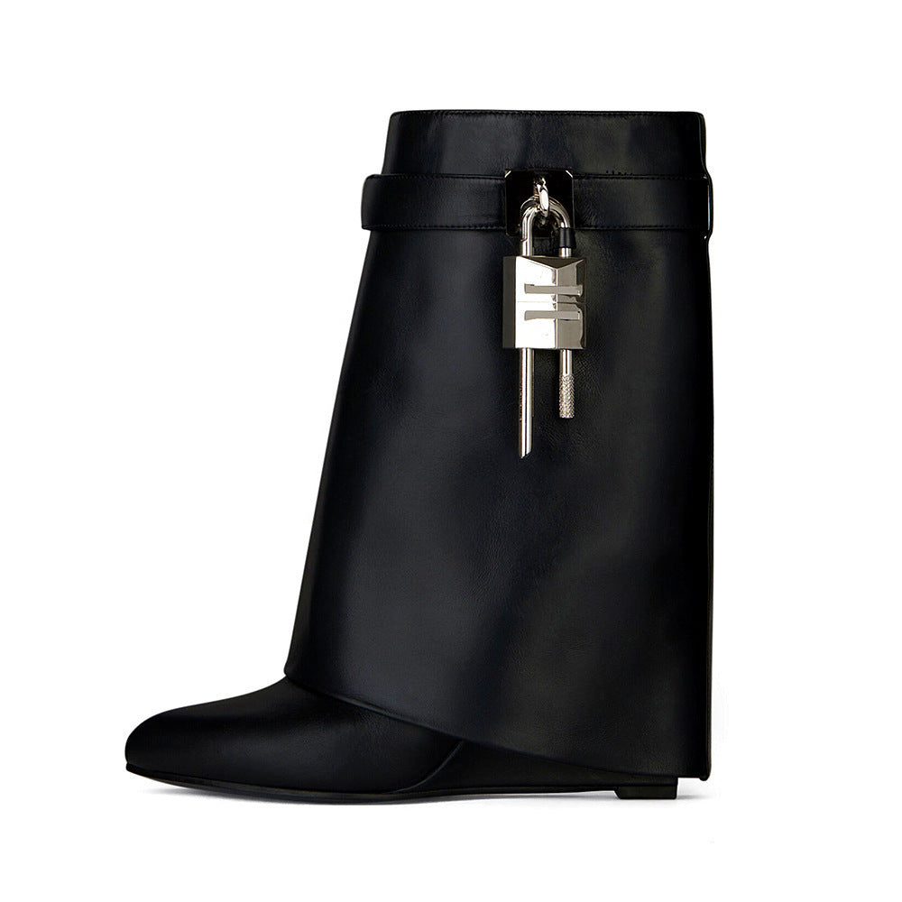 Round Toe High-Heel Short Boots