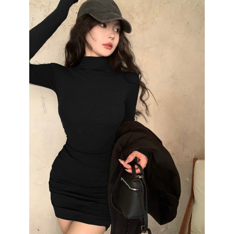 Slim Fit Bodycon Dress with Half High Collar