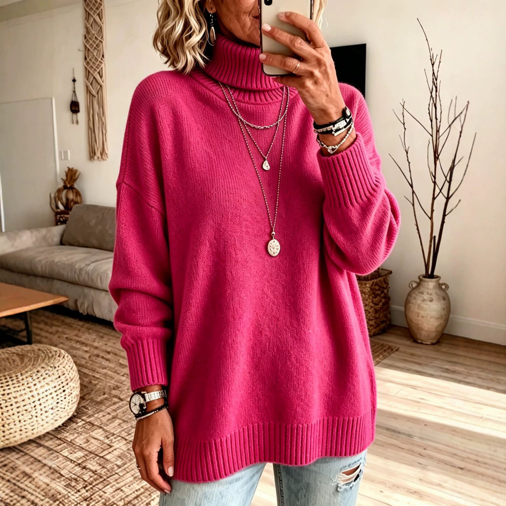 Womens High-Neck Knit Sweater