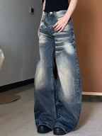 Vintage Washed Wide Leg Denim Pants