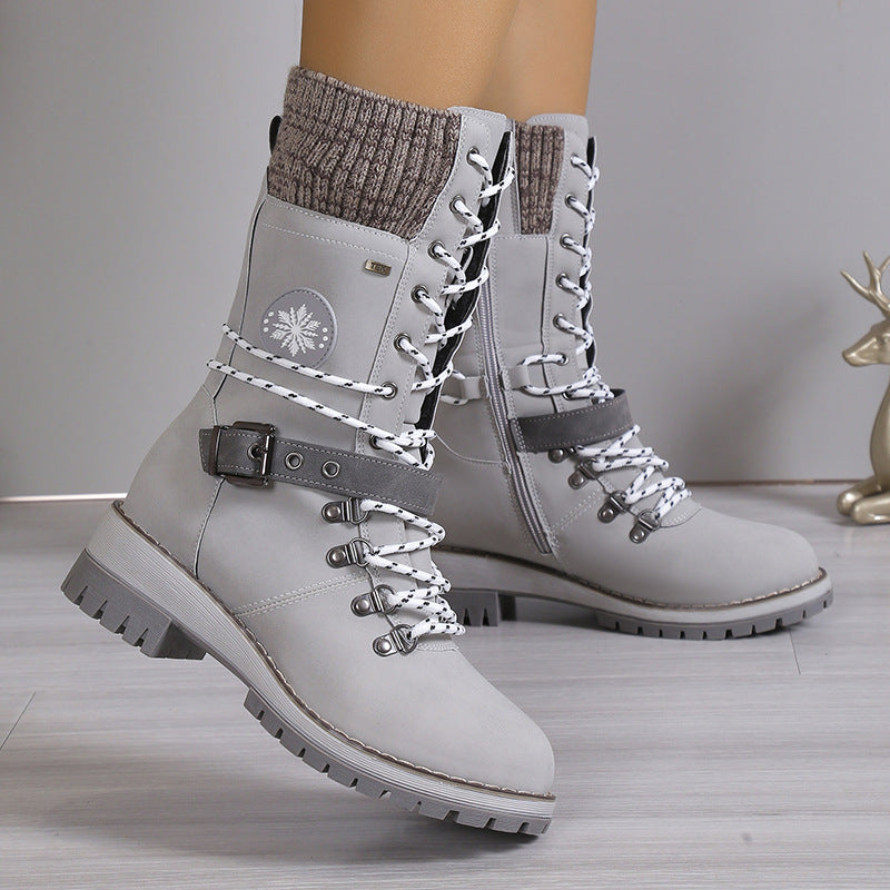 Fur-Lined Snow Boots with Lace-Up