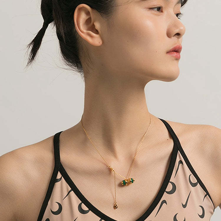 Adjustable Agate Malachite Dumbbell Necklace