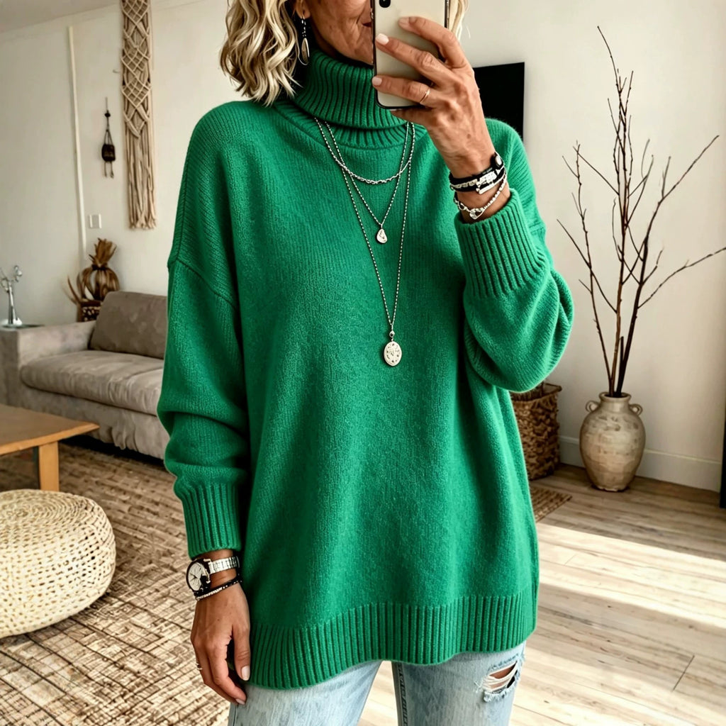 Womens High-Neck Knit Sweater