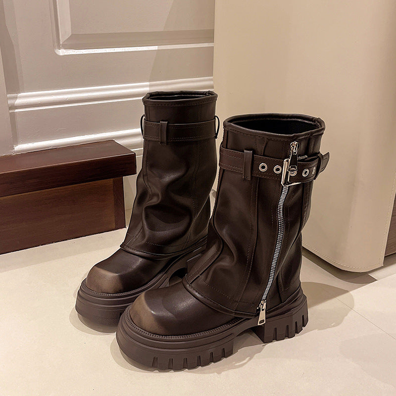 Chunky Heel Martin Ankle Boots