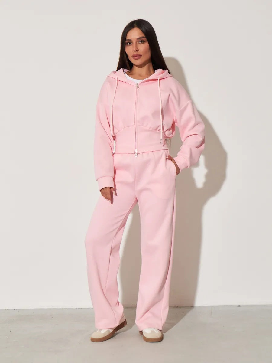 Women's Solid-Color Casual Zip-Up Sweatshirt
