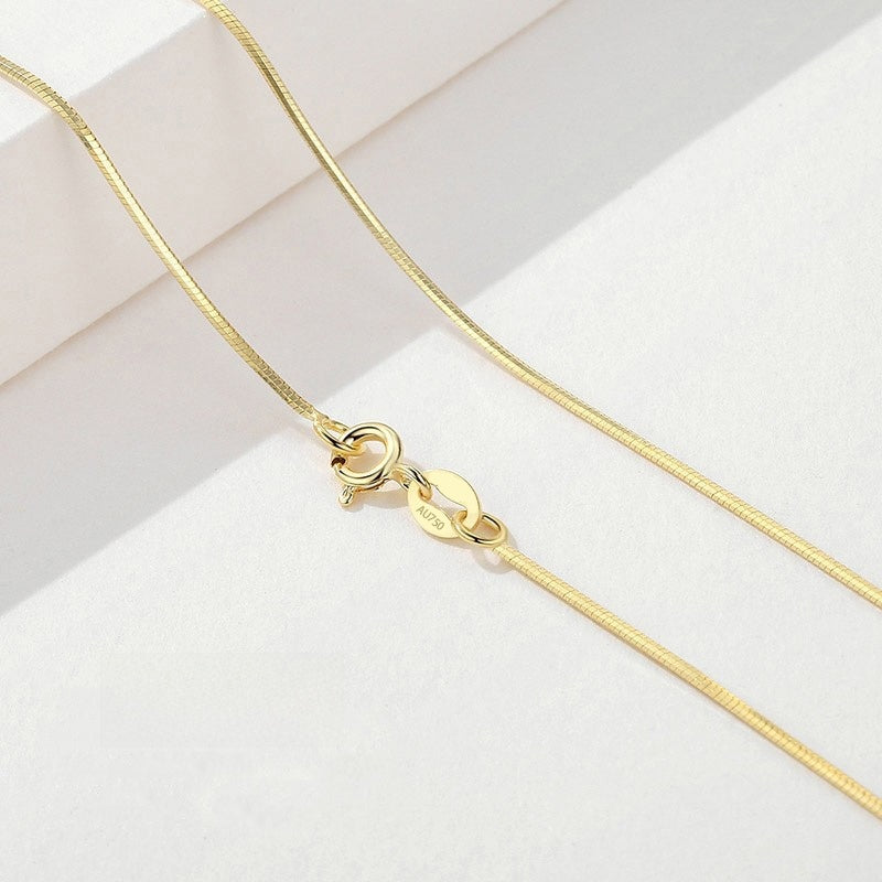 18K Gold Plain Chain Necklace for Women