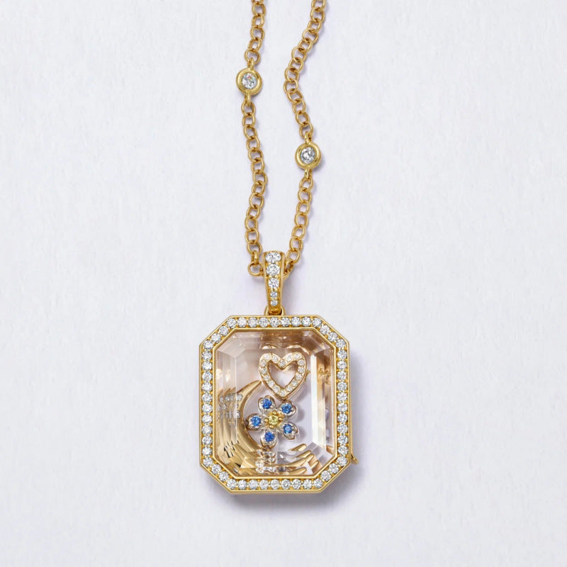 Clear Glass Geometric Pendant Necklace