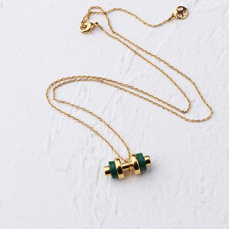 Adjustable Agate Malachite Dumbbell Necklace
