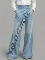 Retro High Waist A-Line Denim Dress