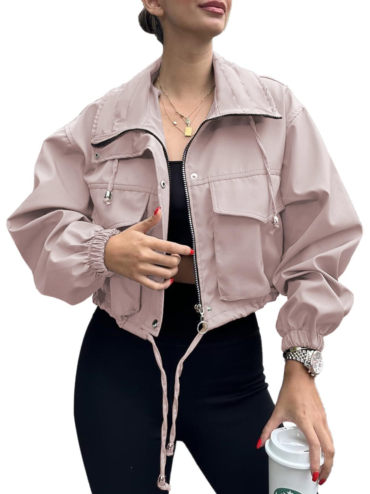 Zippered chain windbreaker jacket