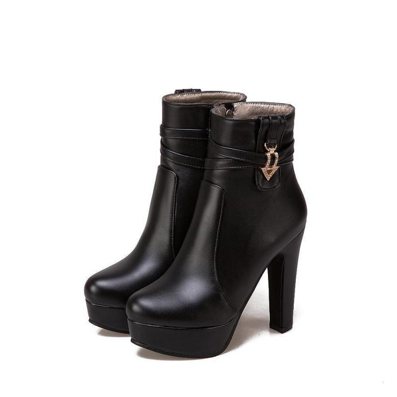 Rhinestone Chunky Heel Ankle Boots
