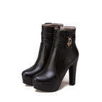 Rhinestone Chunky Heel Ankle Boots
