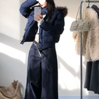Women's Fur Collar Padded Short Coat