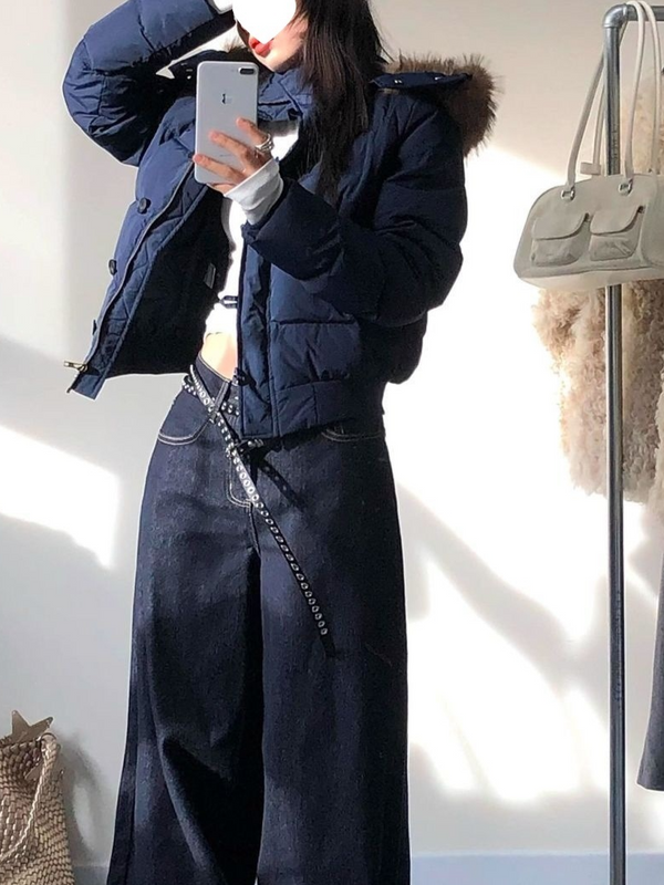 Women's Fur Collar Padded Short Coat