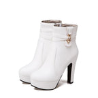 Rhinestone Chunky Heel Ankle Boots