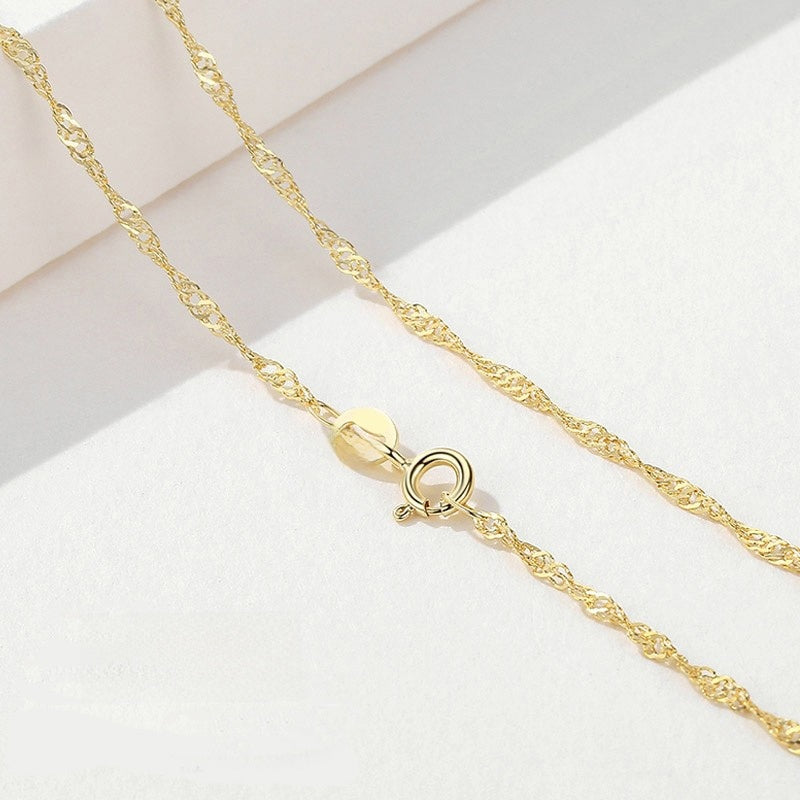 18K Gold Plain Chain Necklace for Women
