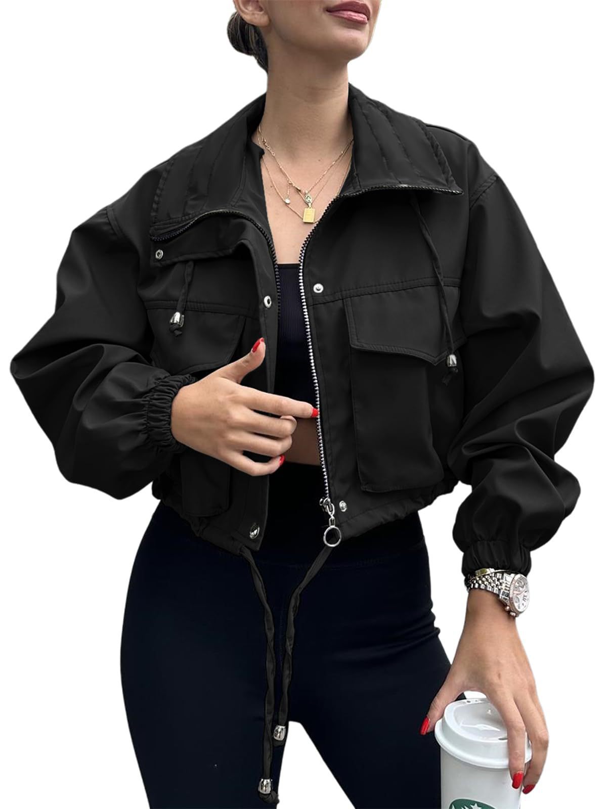 Zippered chain windbreaker jacket