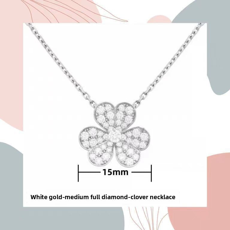 Rose Gold Diamond Clover Necklace