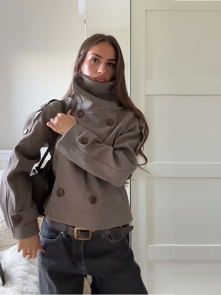 Womens Double Breasted Wool Coat