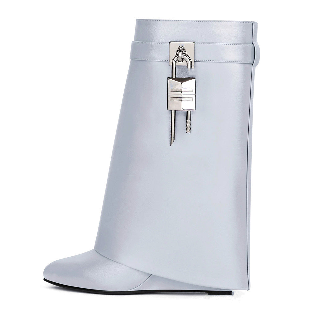 Round Toe High-Heel Short Boots