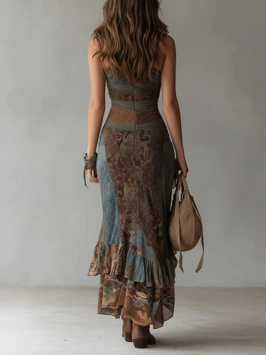 Women Asymmetrical High Slit Long Dress Sleeveless