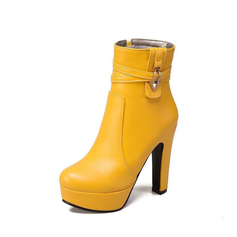 Rhinestone Chunky Heel Ankle Boots