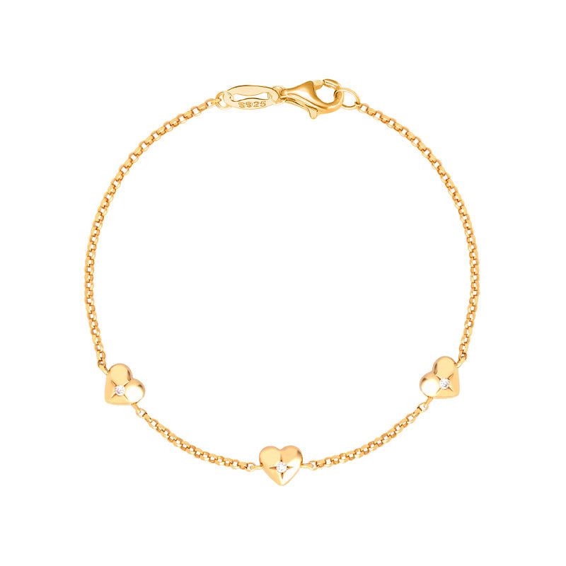 Sterling Silver Heart Zircon Bracelet