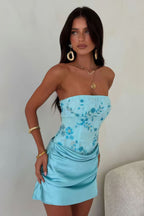 Plant Print Satin Bodycon Dress