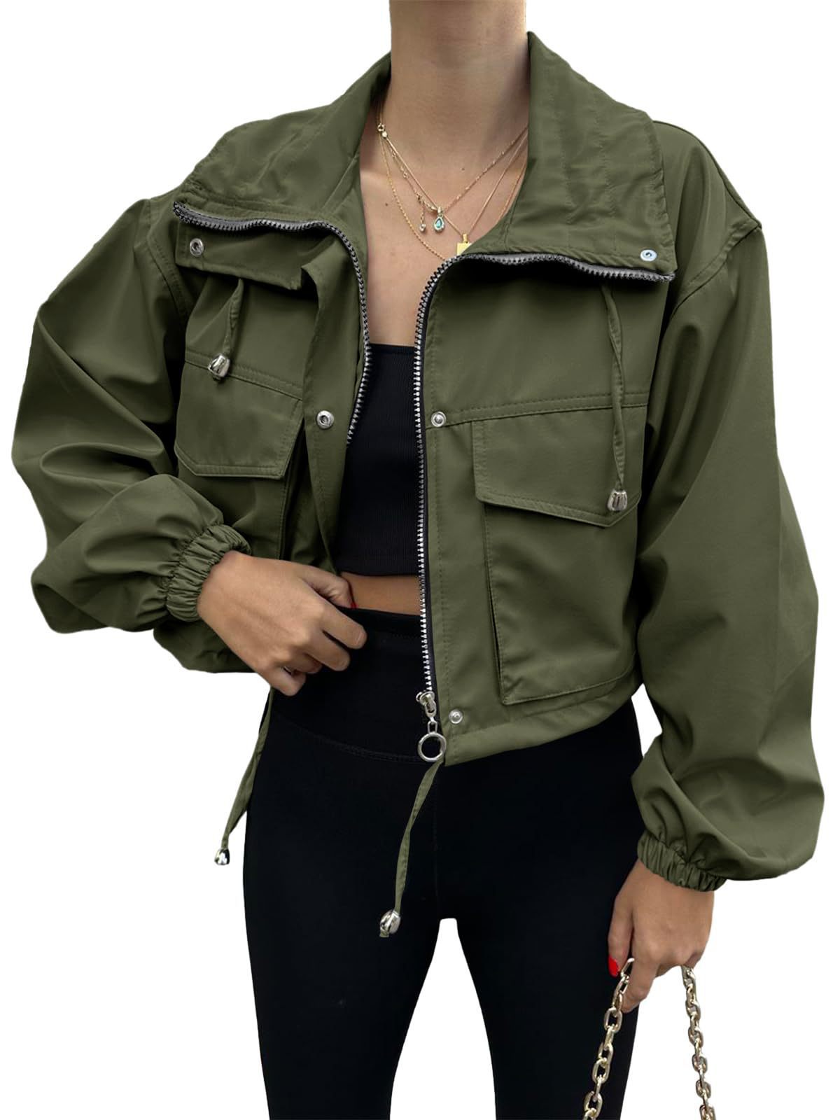 Zippered chain windbreaker jacket