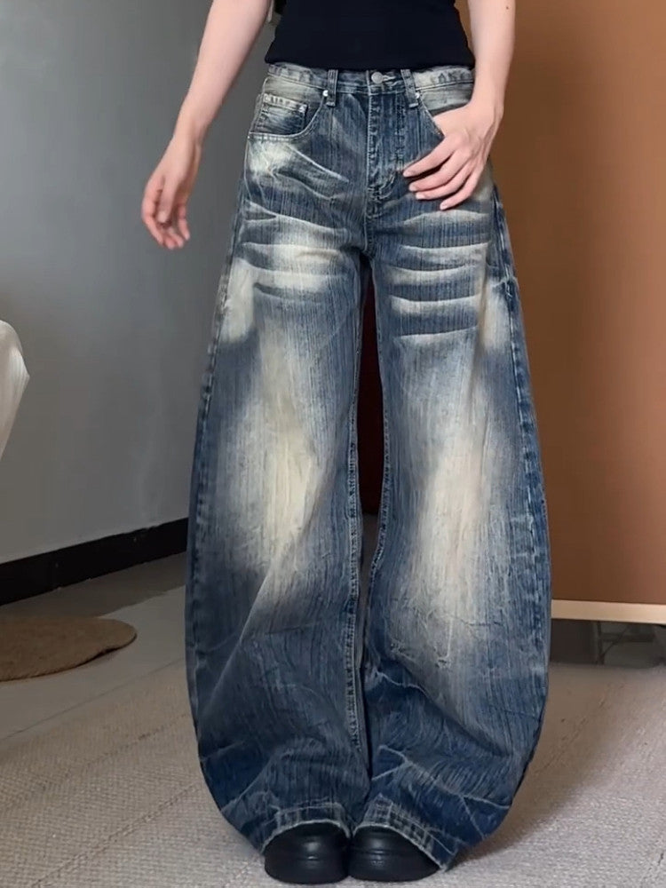 Vintage Washed Wide Leg Denim Pants