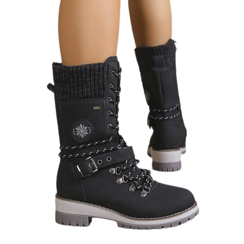 Fur-Lined Snow Boots with Lace-Up