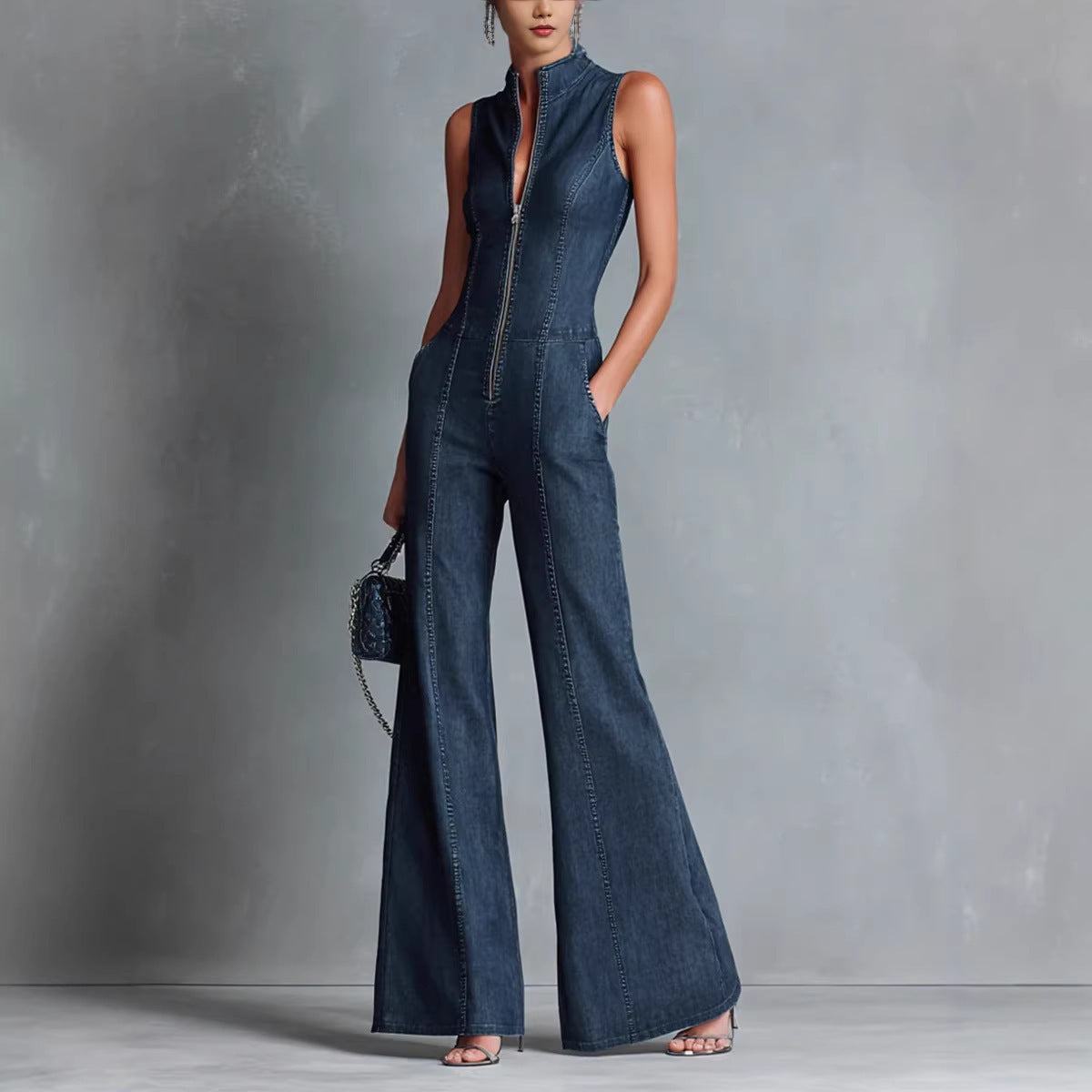 Womens Vintage Denim Jumpsuit