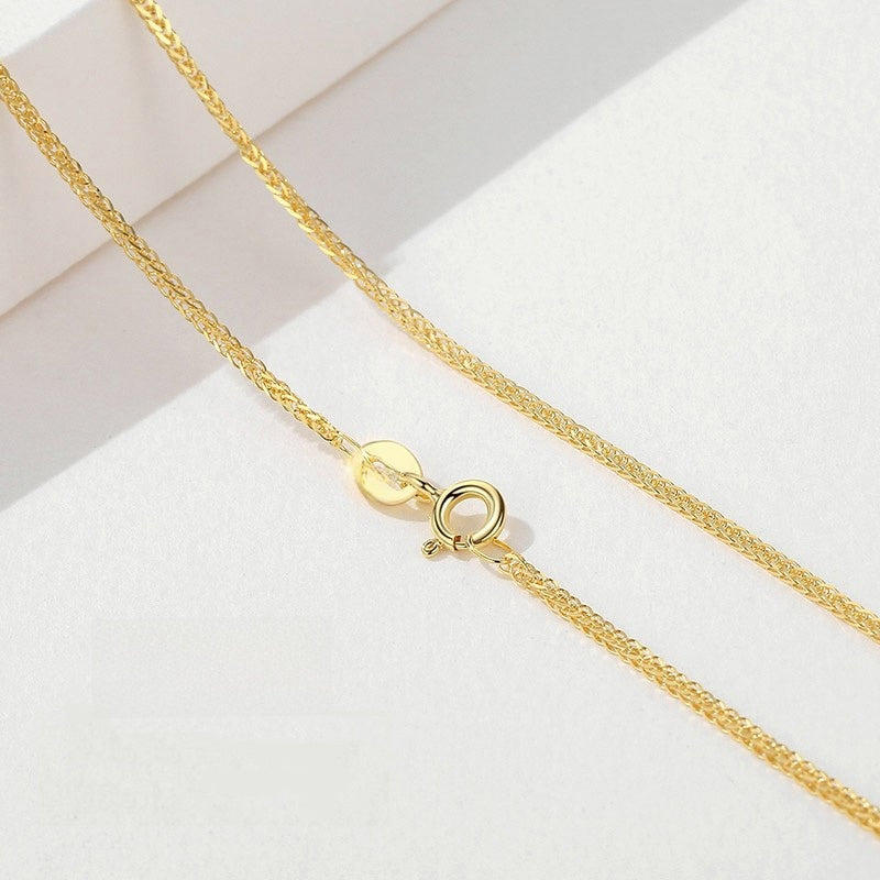 18K Gold Plain Chain Necklace for Women