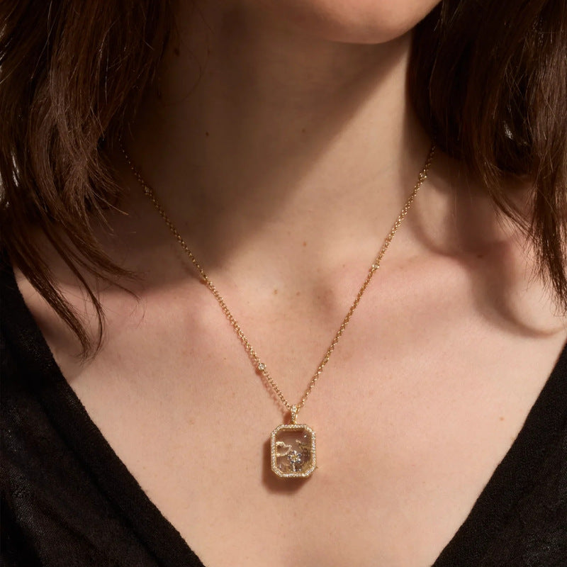 Clear Glass Geometric Pendant Necklace