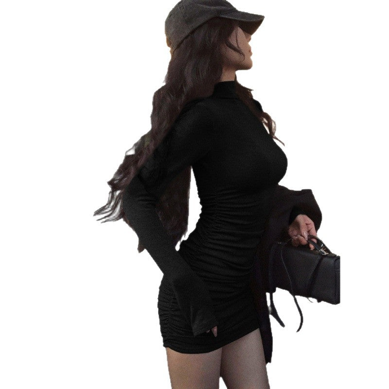 Slim Fit Bodycon Dress with Half High Collar